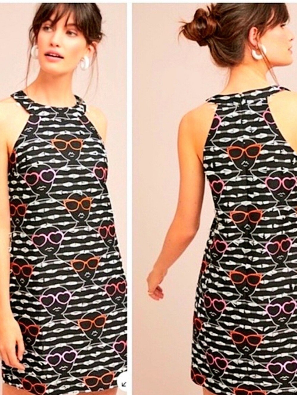 Hutch Anthropologie Sunglass Mini Shift Dress Sz Med Fringe Multicolor Boho